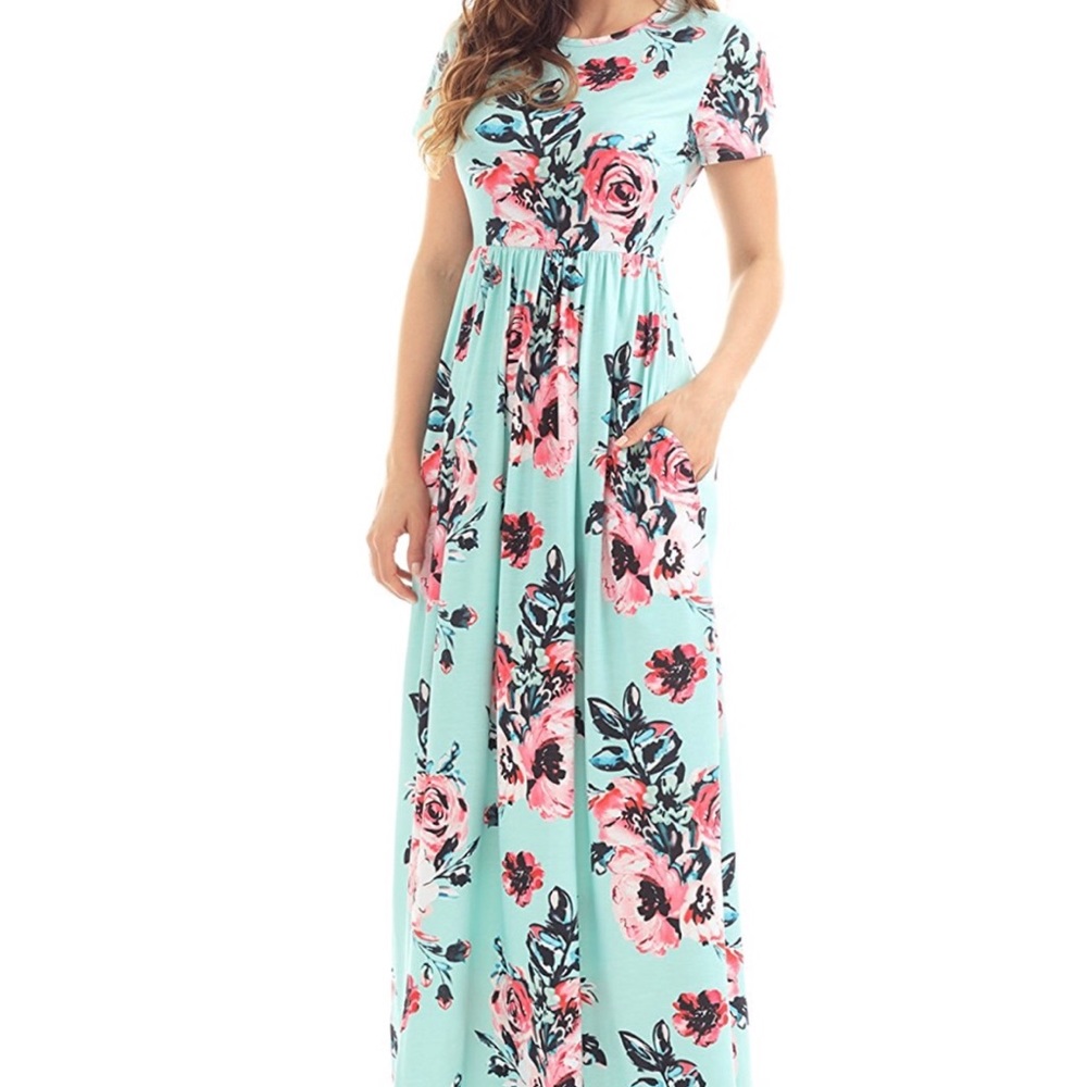 Mint Floral Maxi Dress